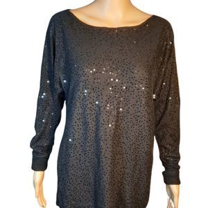 Saks Fifth Avenue Sweater Sparkle Sequins Black Womems Size Large